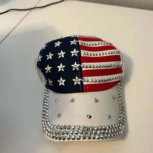 Rhinestone American Flag Cap
